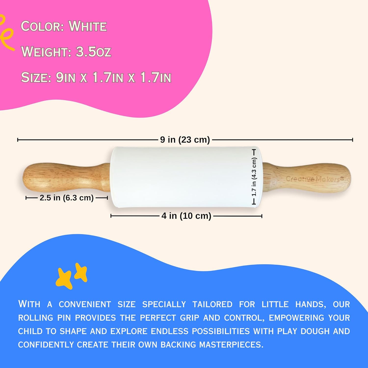 White Mini Maker's Rolling Pin
