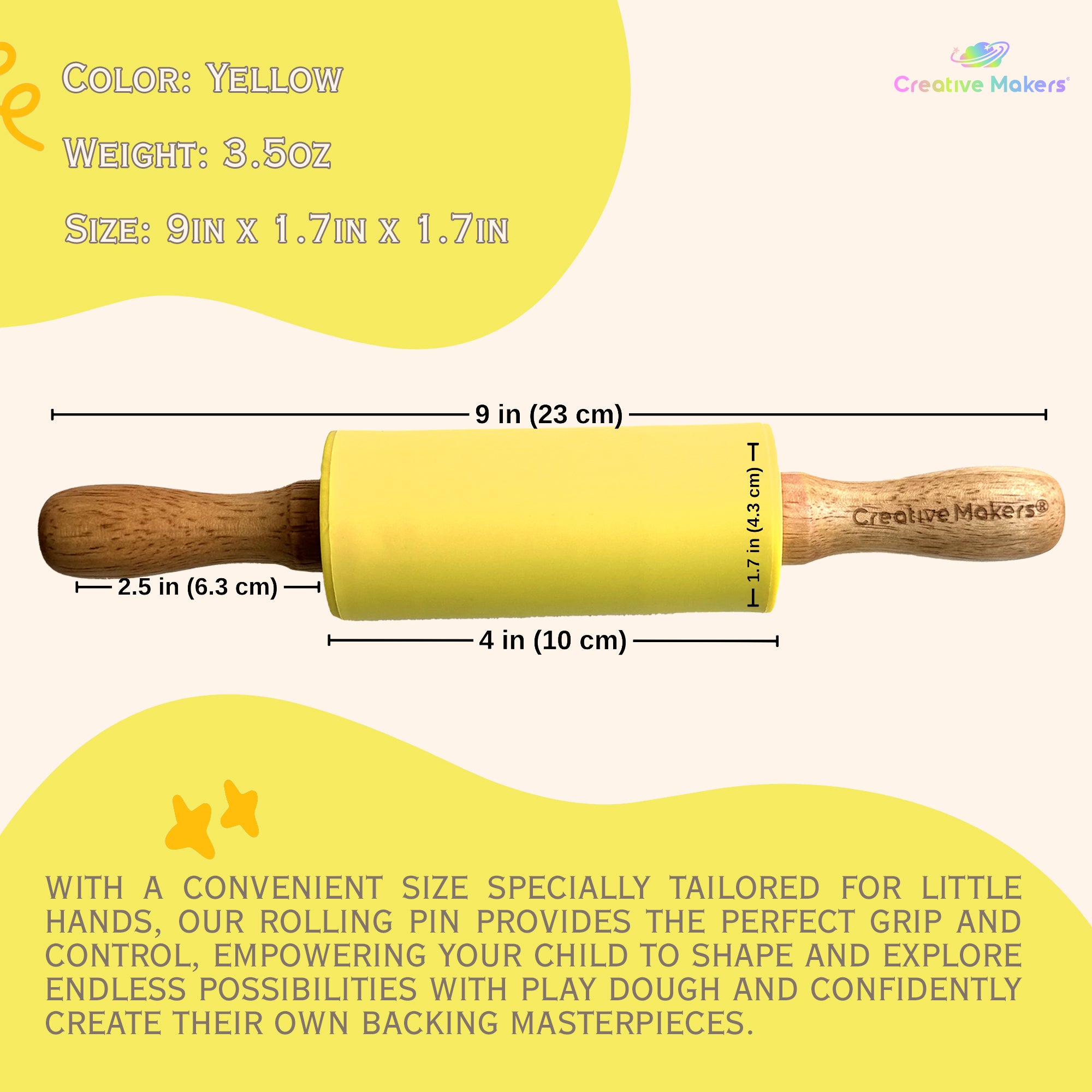 Lemon Yellow Mini Maker's Rolling Pin