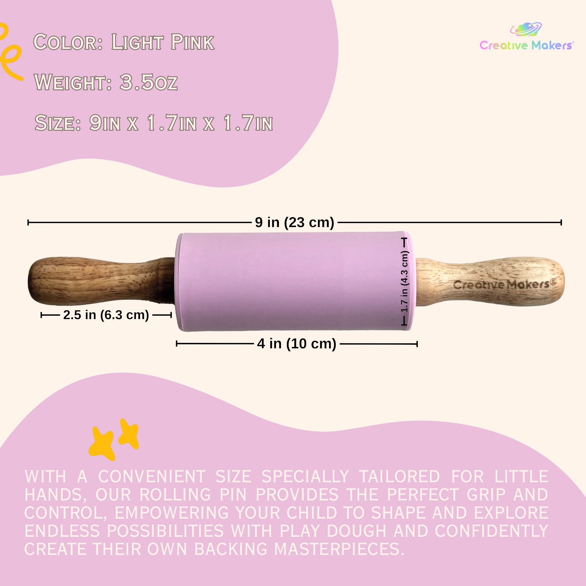 Light Pink Mini Maker's Rolling Pin