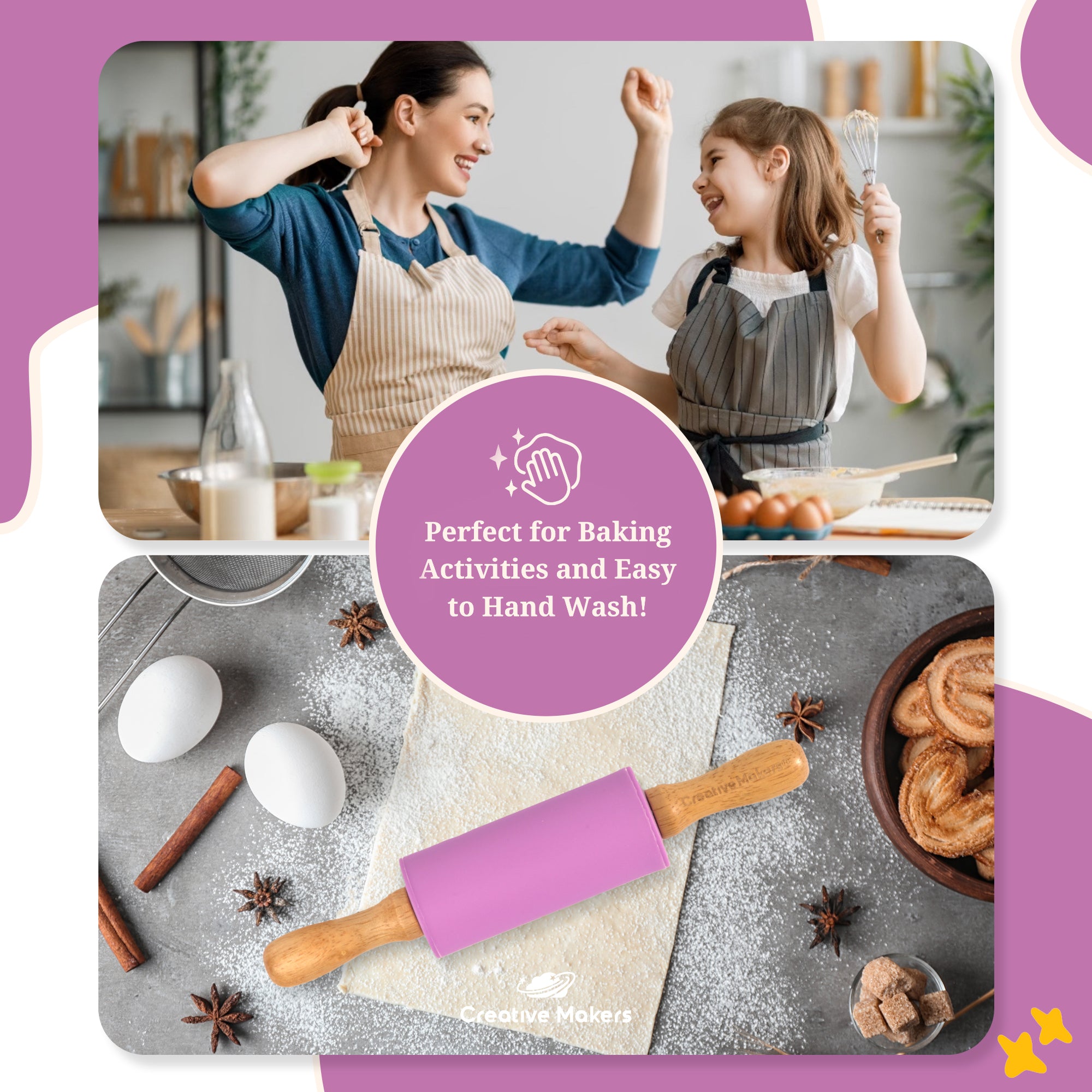 Bright Purple Mini Maker's Rolling Pin