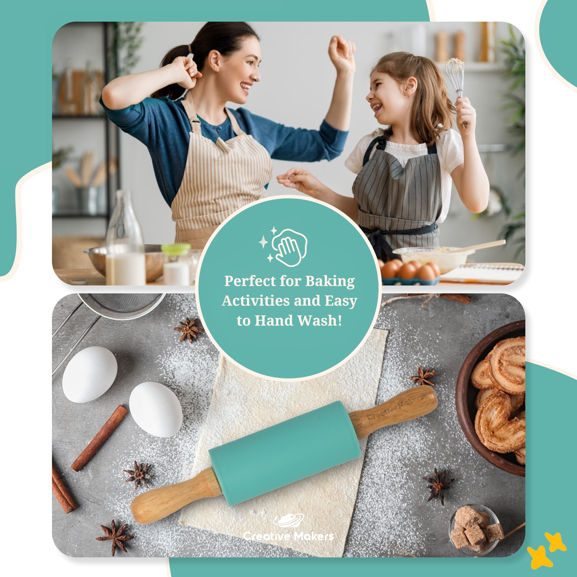 Teal Blue Mini Maker's Rolling Pin