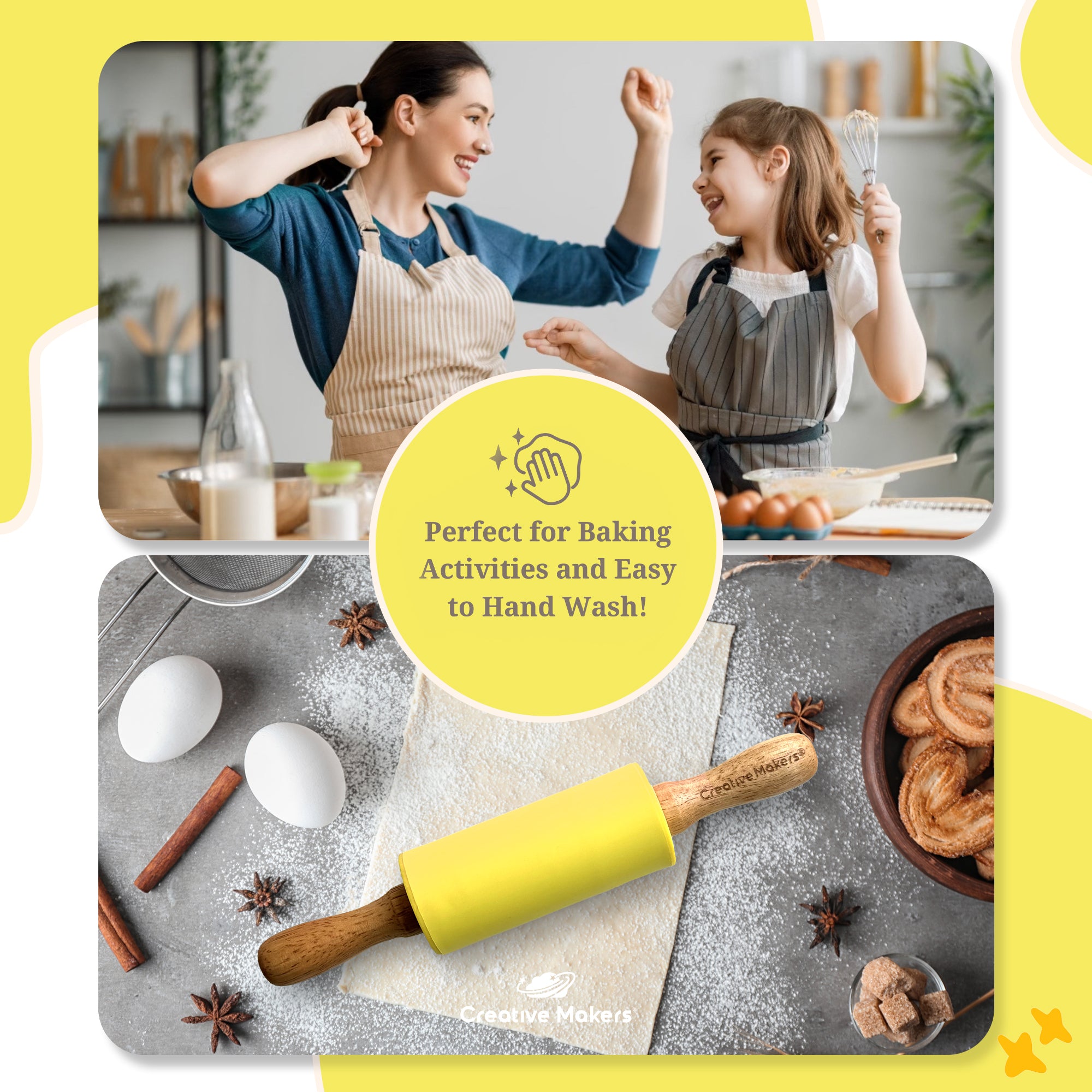 Lemon Yellow Mini Maker's Rolling Pin
