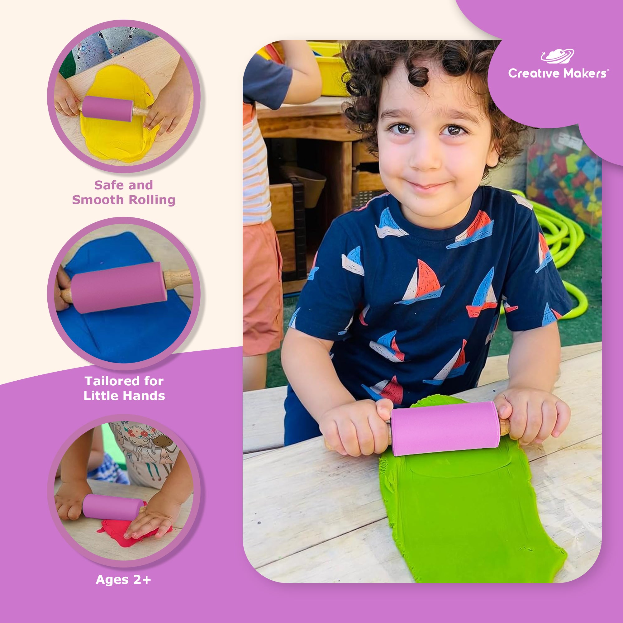 Bright Purple Mini Maker's Rolling Pin