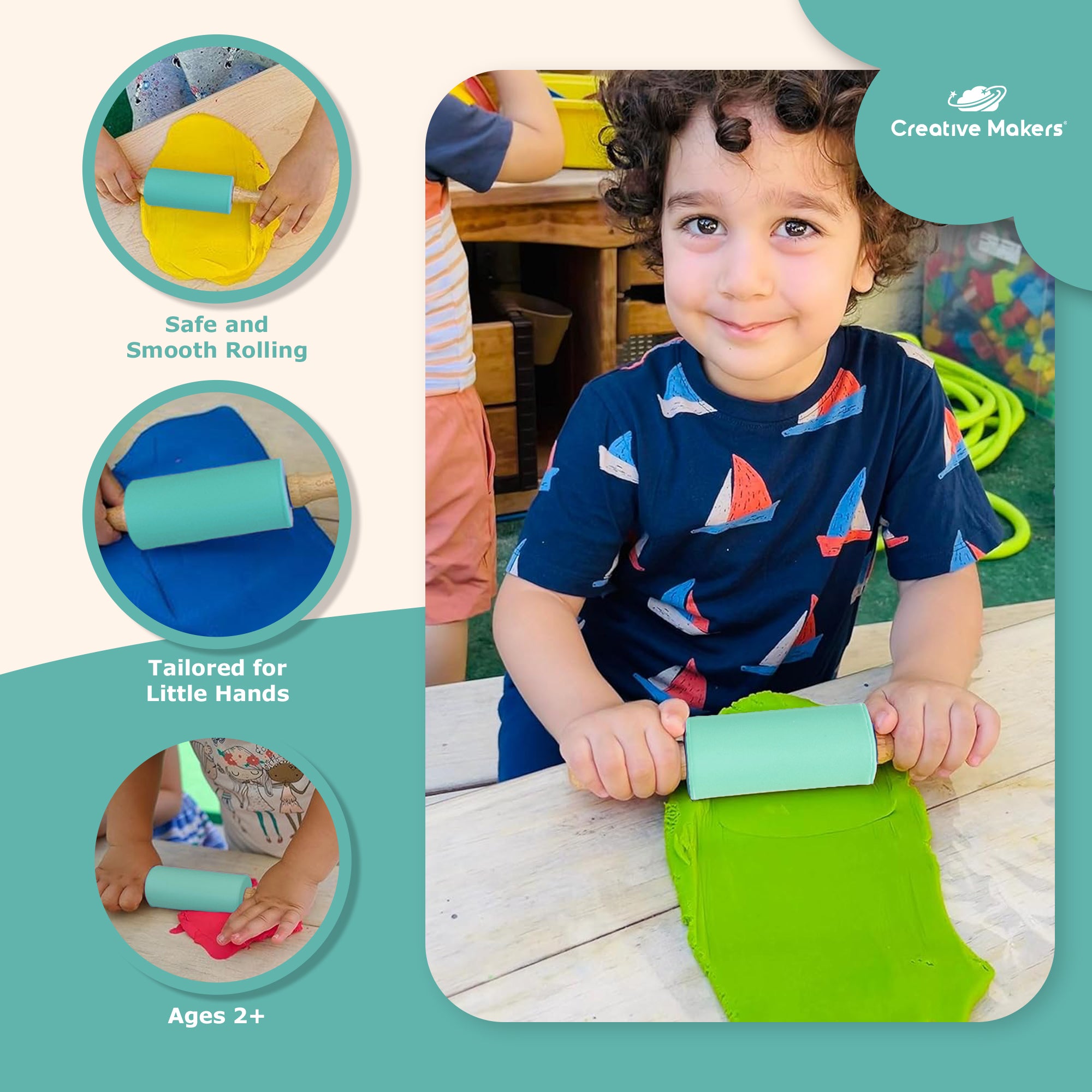 Teal Blue Mini Maker's Rolling Pin