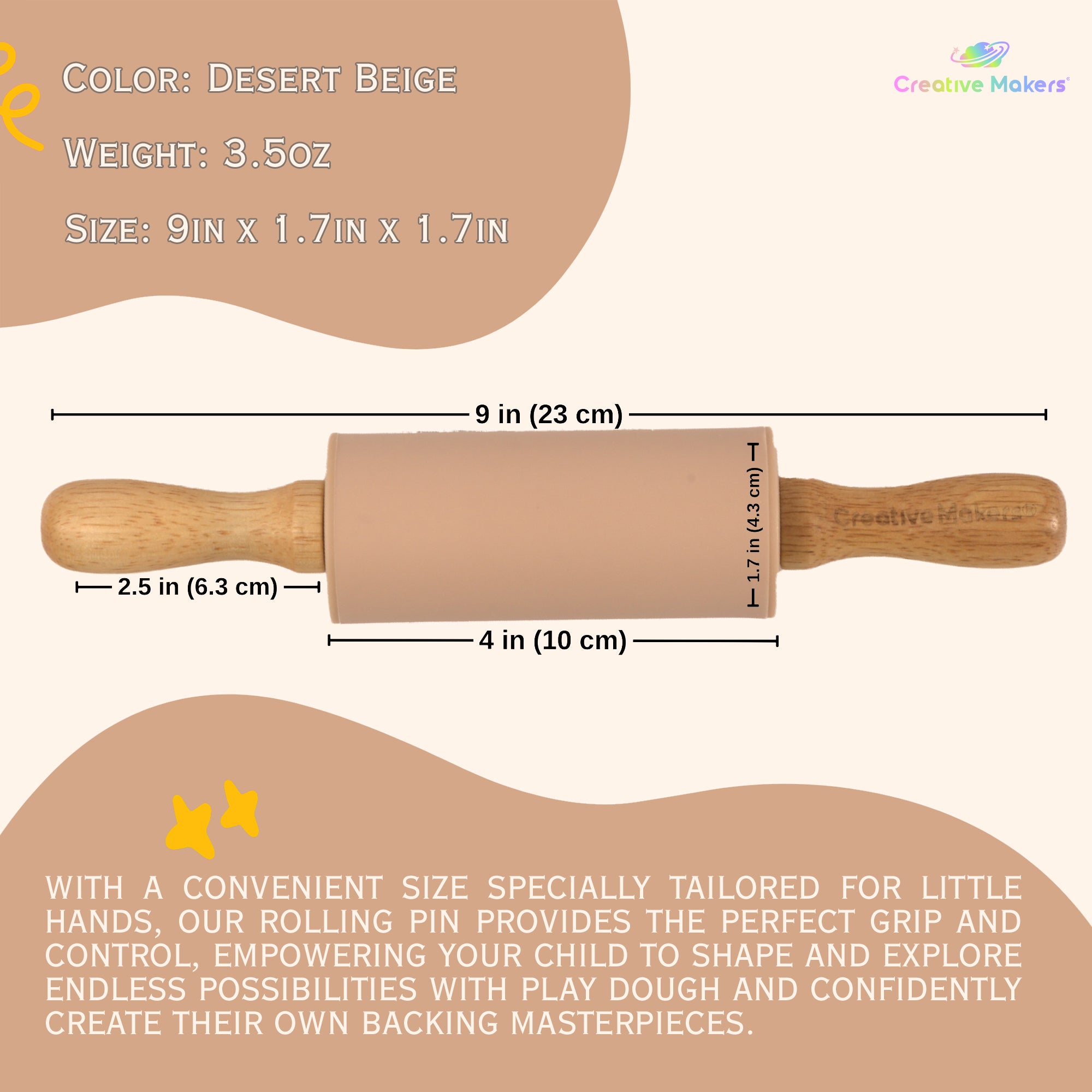 Desert Beige Mini Maker's Rolling Pin