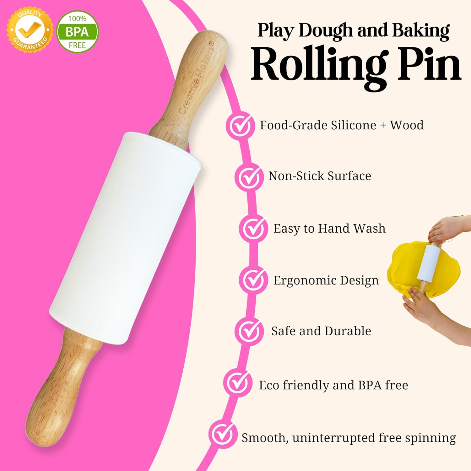 White Mini Maker's Rolling Pin