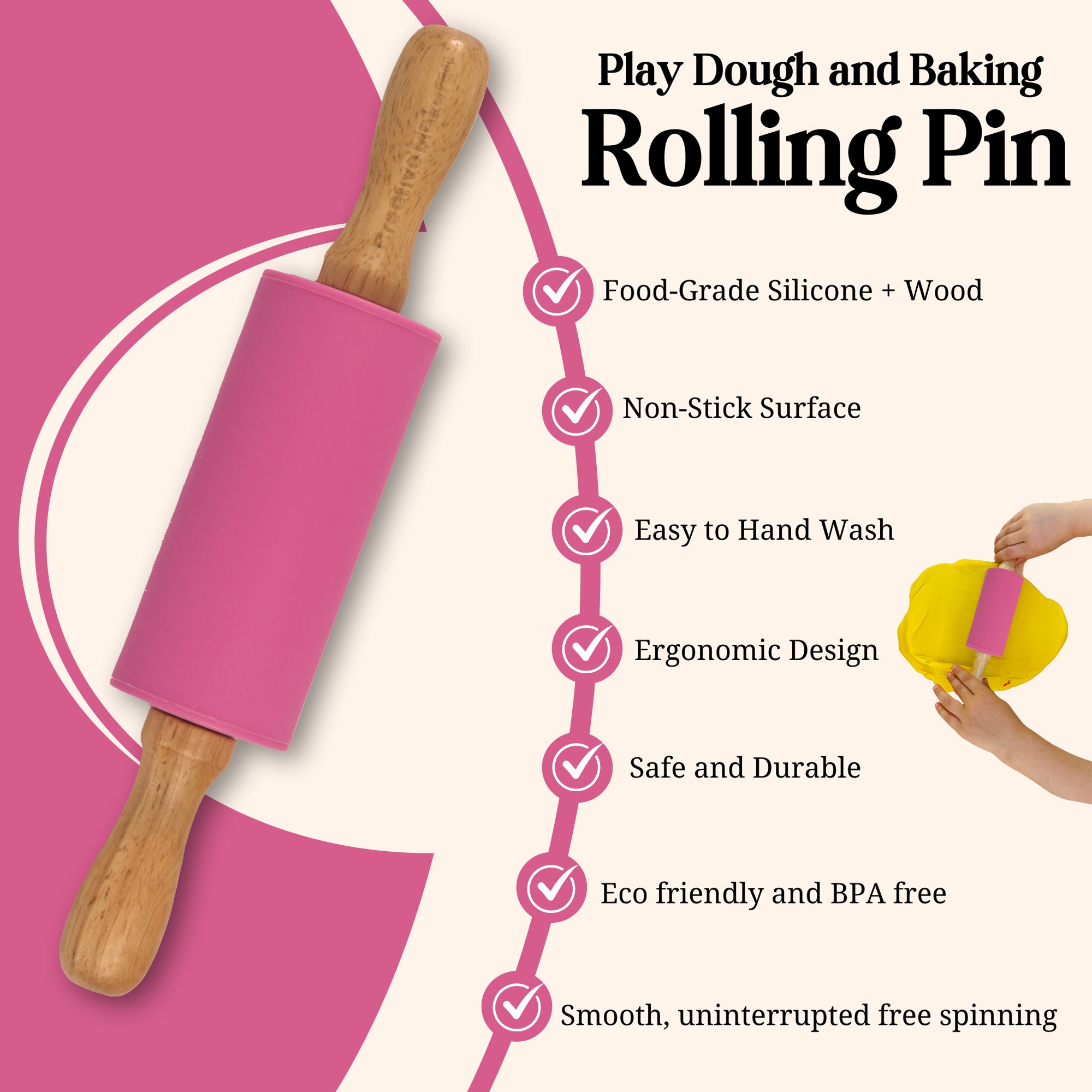 Hot Pink Mini Maker's Rolling Pin