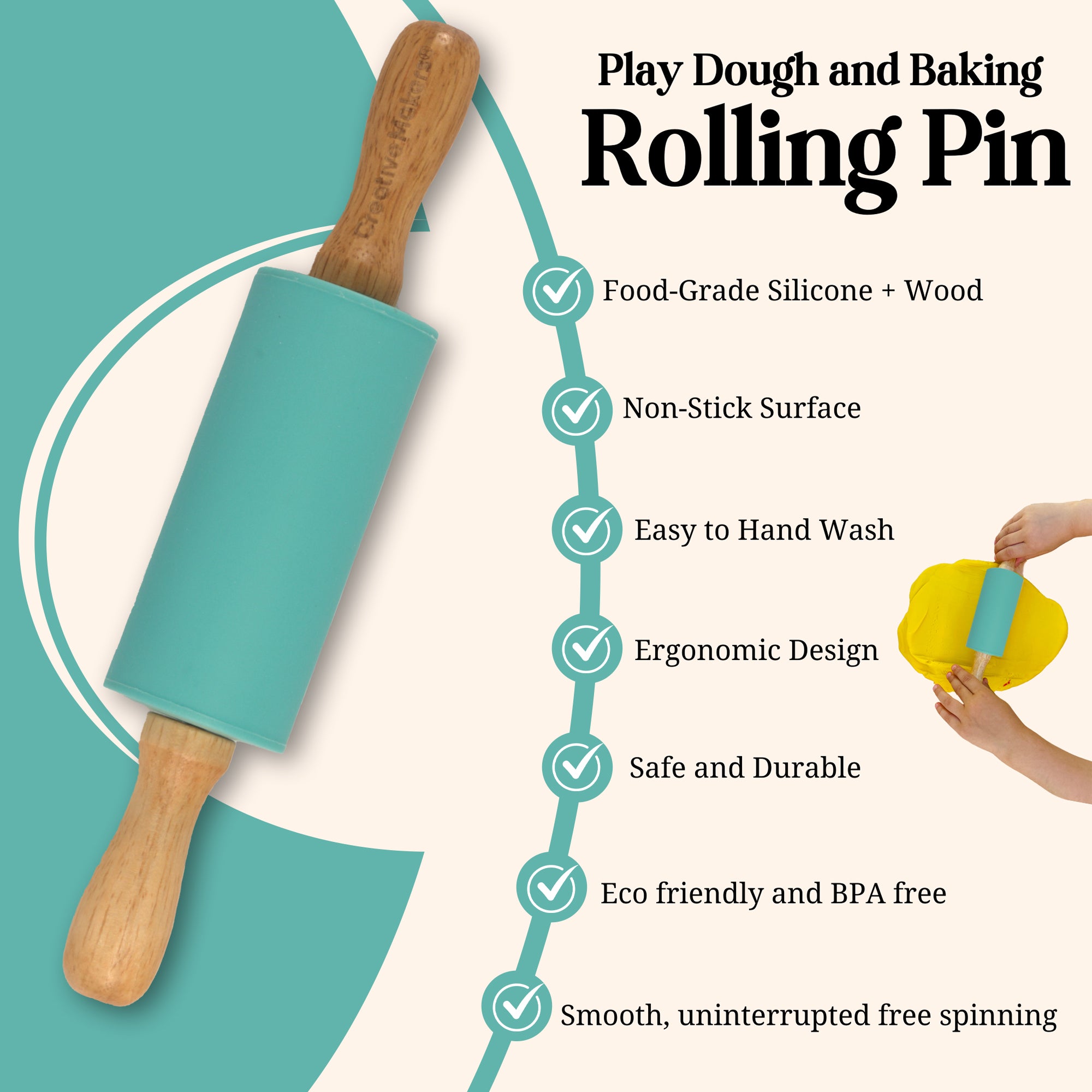 Teal Blue Mini Maker's Rolling Pin