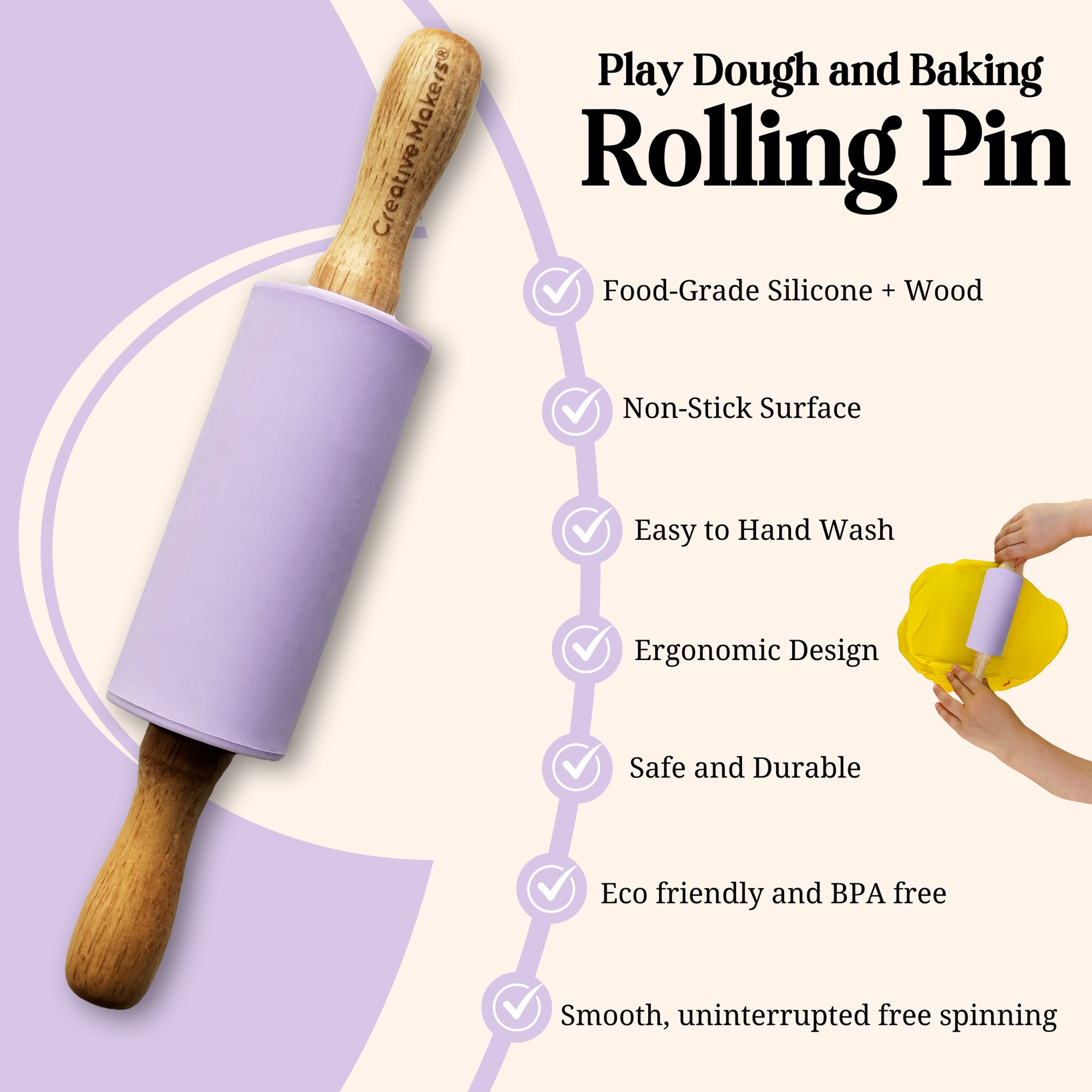 Light Purple Mini Maker's Rolling Pin