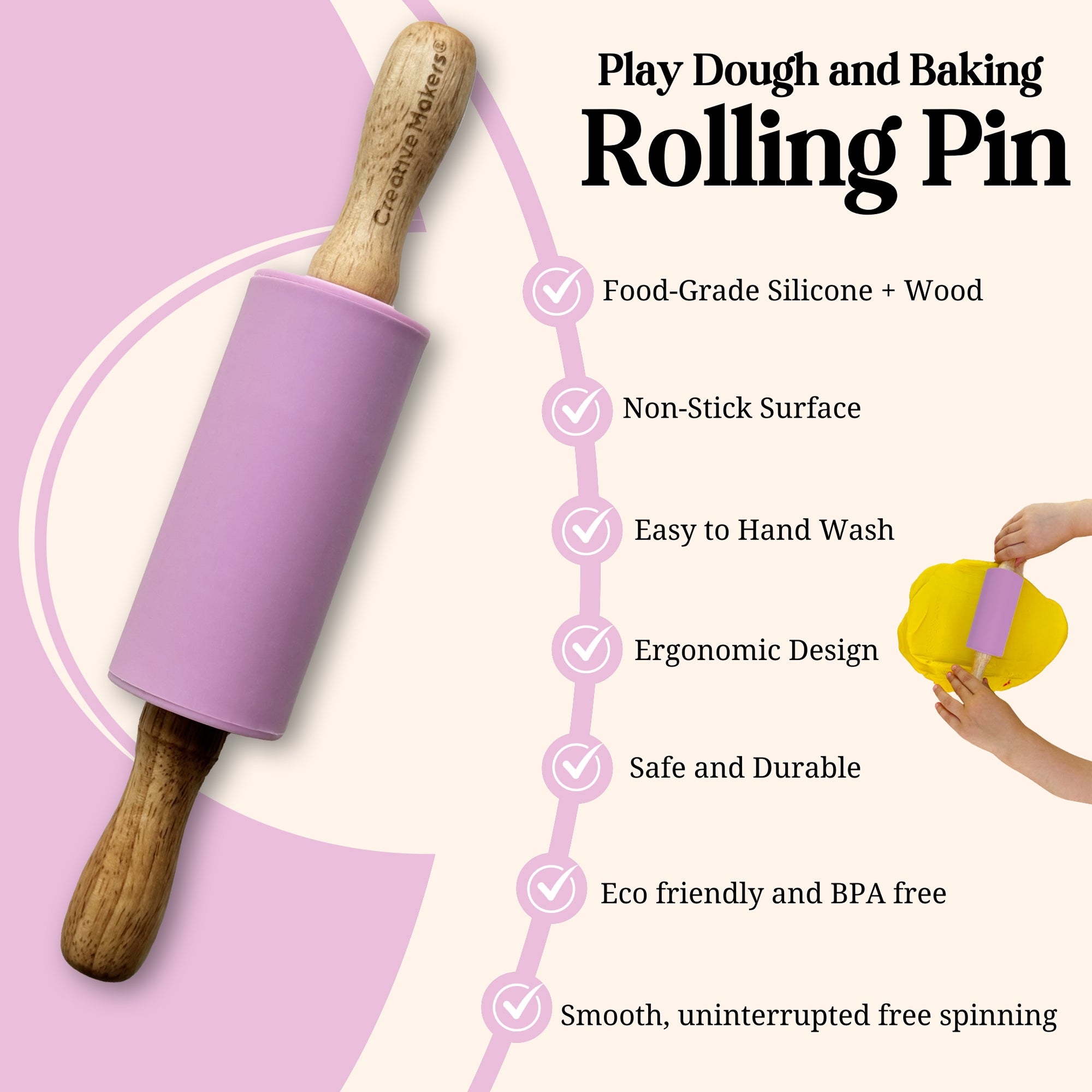 Light Pink Mini Maker's Rolling Pin