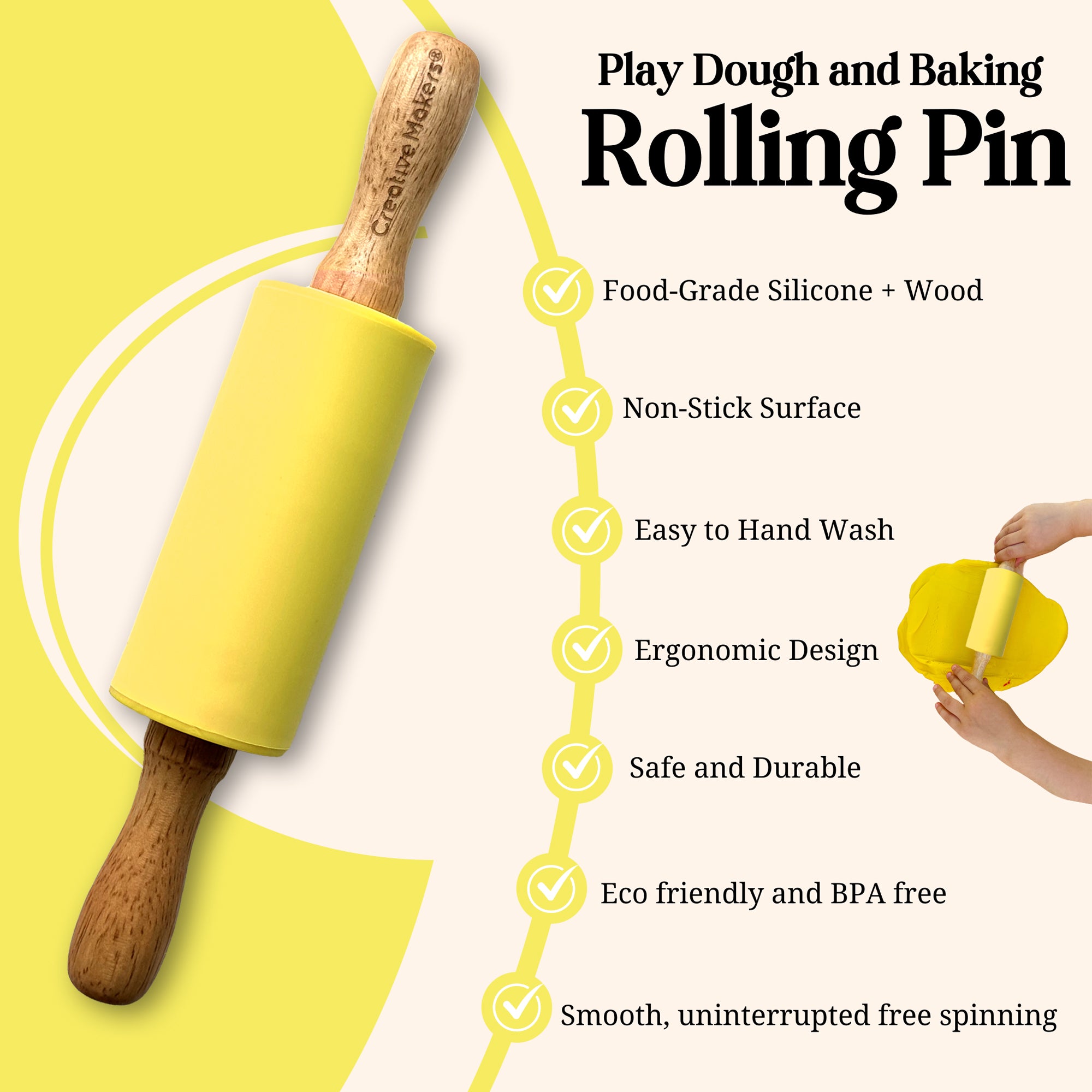 Lemon Yellow Mini Maker's Rolling Pin