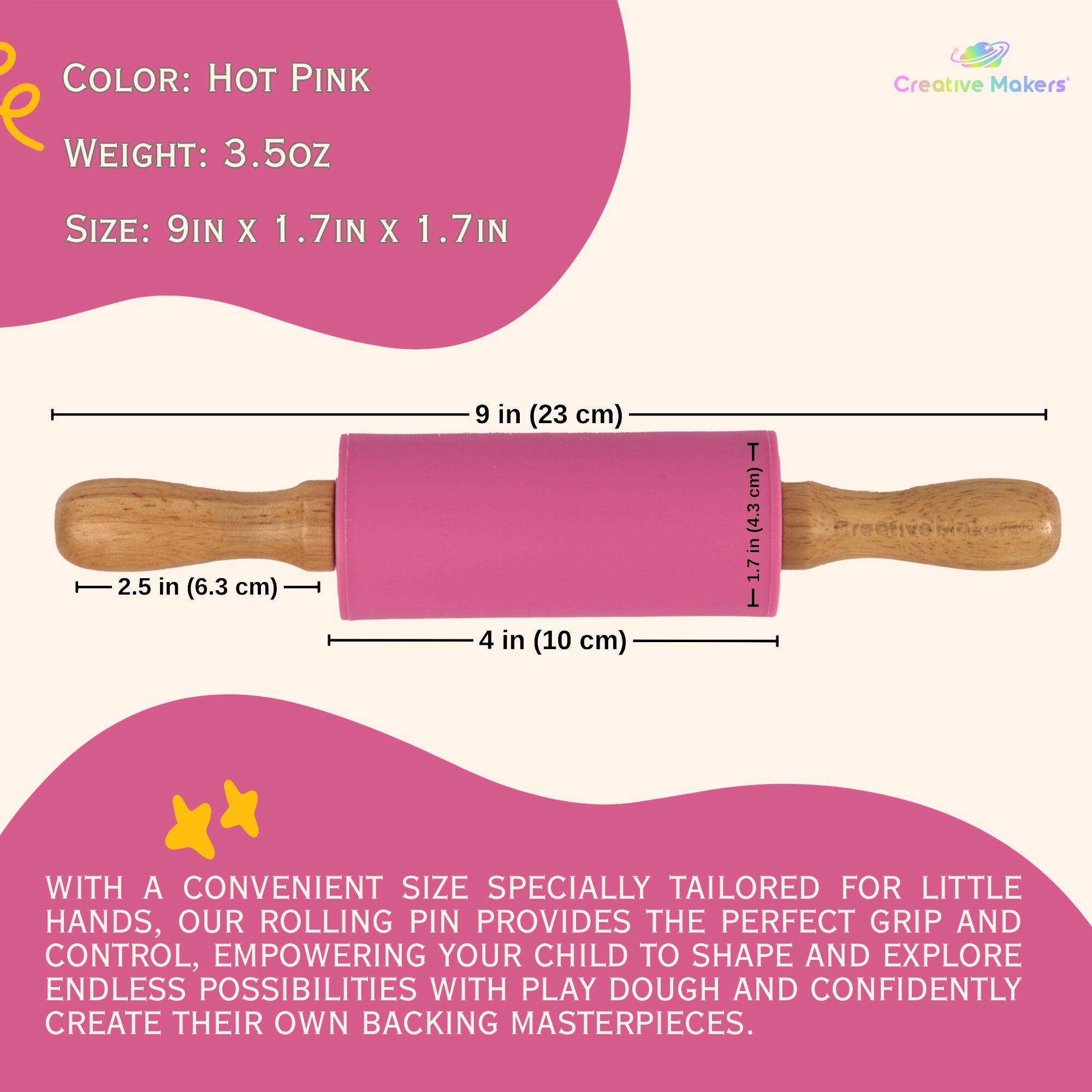 Hot Pink Mini Maker's Rolling Pin