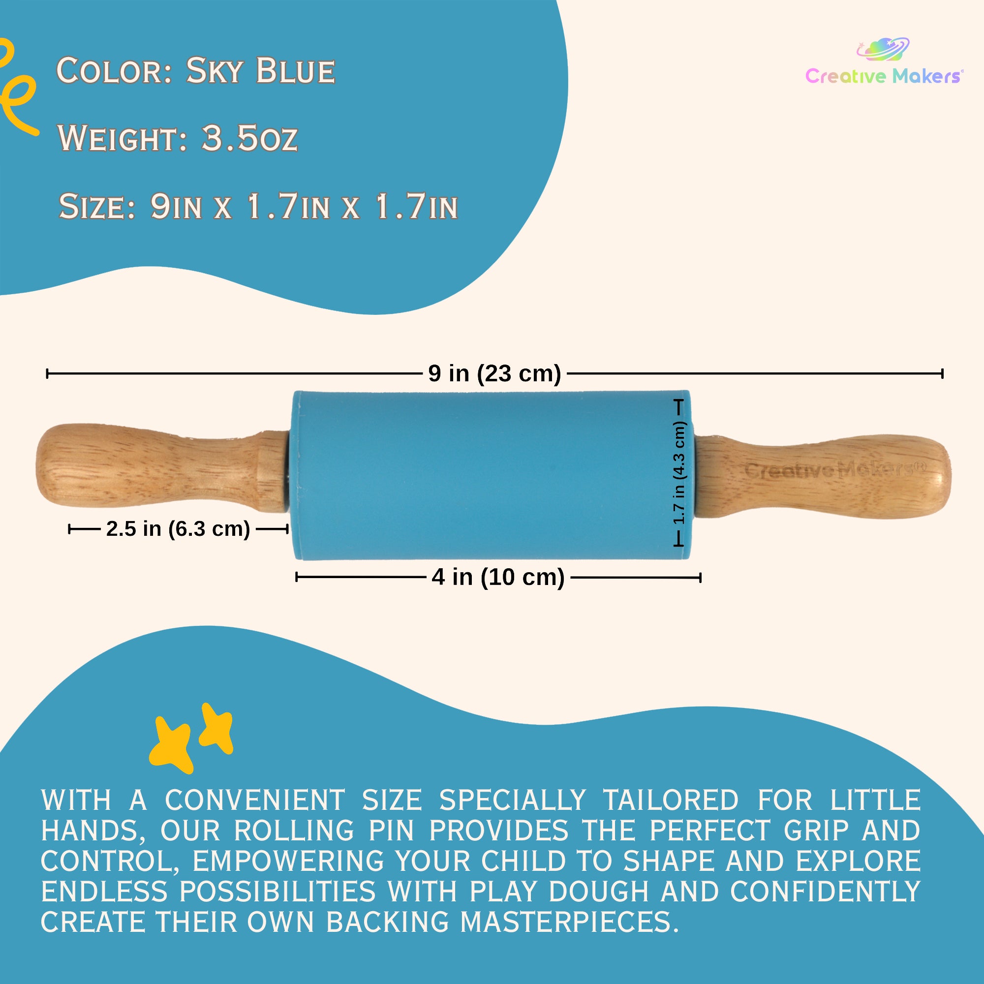 Sky Blue Mini Maker's Rolling Pin