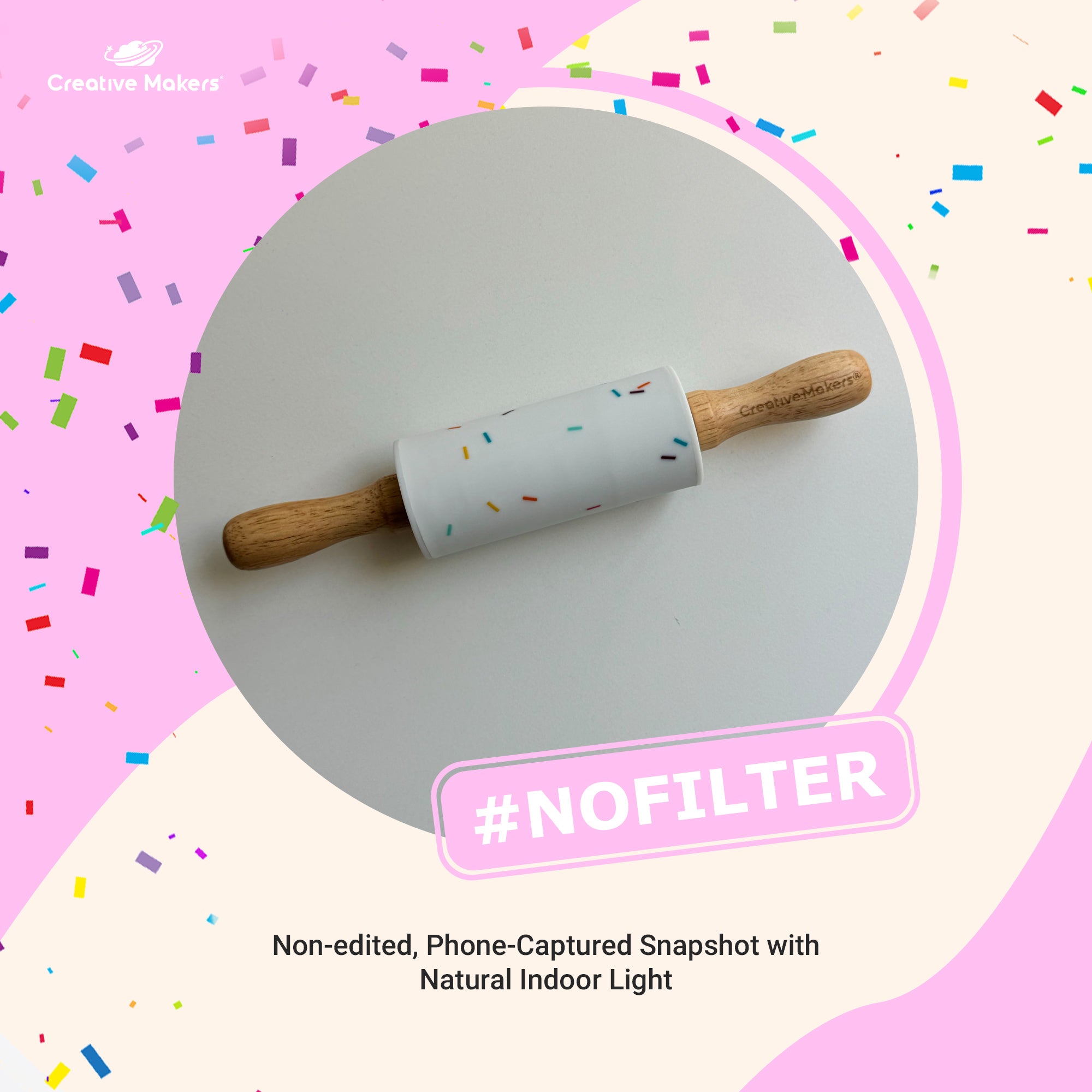 Confetti White Mini Maker's Rolling Pin